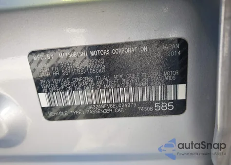 2014 Mitsubishi Lancer Evolution Gsr from USA, damaged, VIN JA32W8FV6EU024973